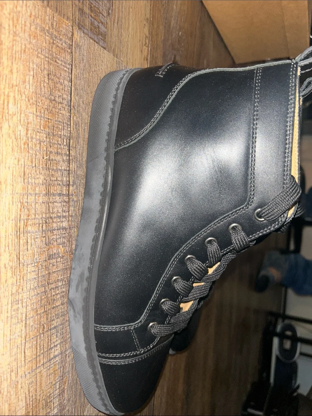 Christian Louboutin Men's Black Leather Lace-Up Boot